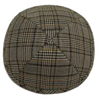  Кипа бежевая в клетку, диаметр 19см