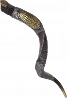 Silver-plated shofar, menorah pattern, handmade