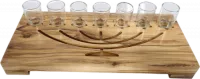 Olive wood menorah, with a menorah engraving and glass cups, handmade