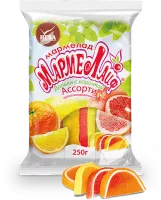 4607037438880 «Мармелад желейный резной «Дольки с корочкой Ассорти» ароматизированный» (250 г, по 8 шт., ТЗ НЕВА, «Мармелайф»)