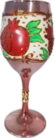 Kiddush wine cup, handmade painting, pomegranate pattern, made of glass