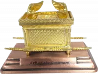 A small Ark of the Covenant made of copper