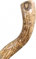 Shofar covered in mosaic, made of olive wood, handmade_2