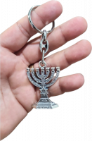 Keychain in the shape of a Temple menorah