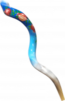 Shofar kudu with pattern of open and closed pomegranates