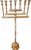 Huge olive wood menorah, disassembles into 3 parts, handmade