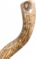 Shofar covered in mosaic, made of olive wood, handmade_2